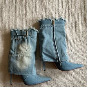 Denim Stiletto Boots